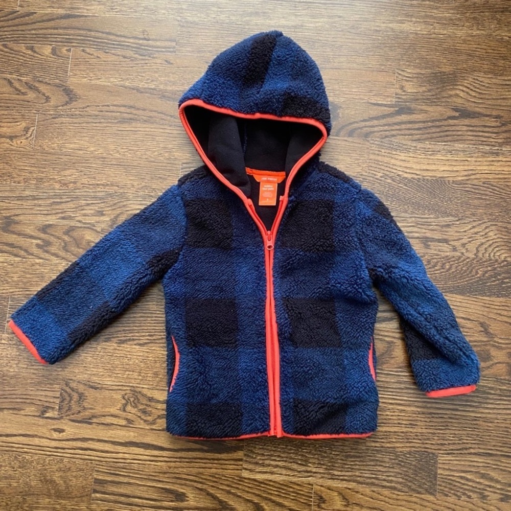 3T Plaid Checker Toddler Boy Blue Jacket Winter Coat